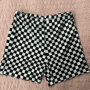 Black and White Checkered Athletic Shorts
